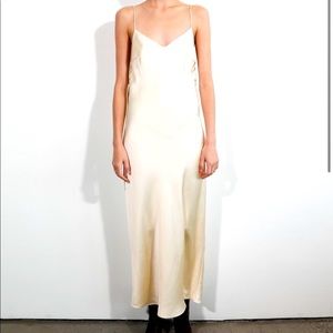 ZARA Satin Lingerie style midi dress M soft gold color spaghetti str…